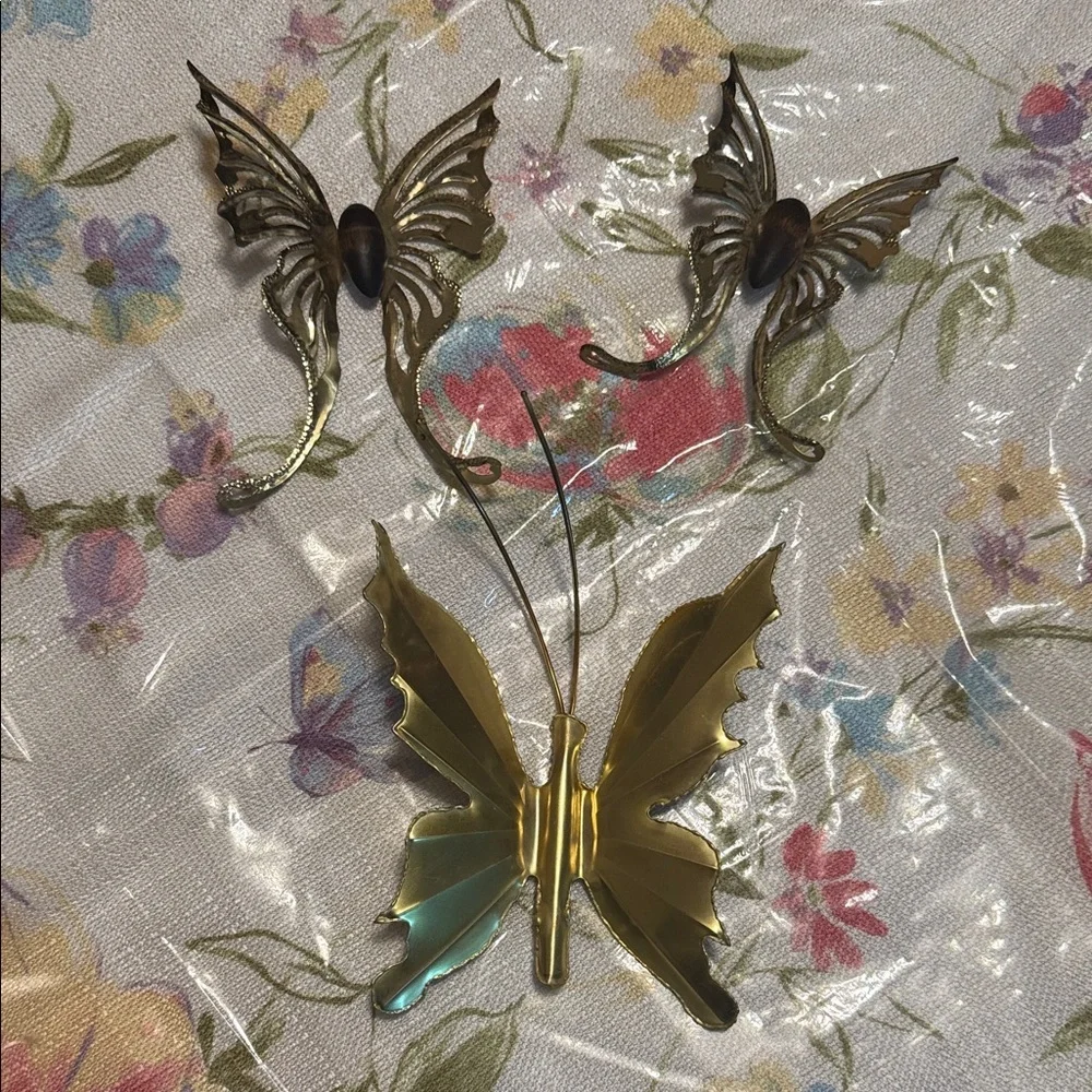 Butterflies Elegant Butterfly Wall Decor Set - Gold and Brown